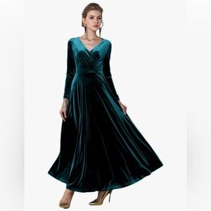 Elegant Teal Velvet Gown